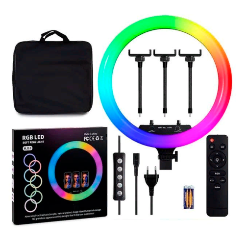 Кольцевая селфи лампа RGB LED MJ18 без штатива
