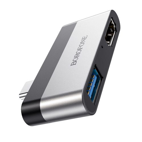 Адаптер Borofone DH2, USB-C на HDMI + USB 3.0, алюминиевый сплав, широкая совместимость