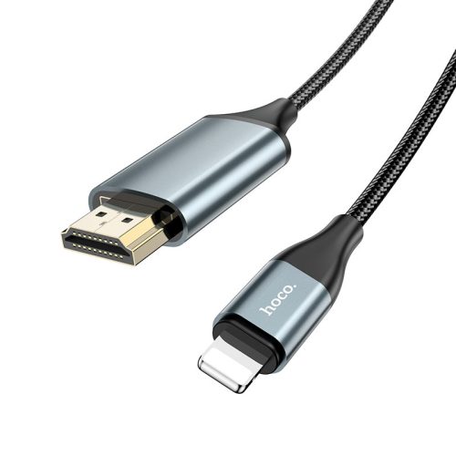 Кабель HDMI Hoco UA15, Lightning - HDMI, 2 м, серый металлик