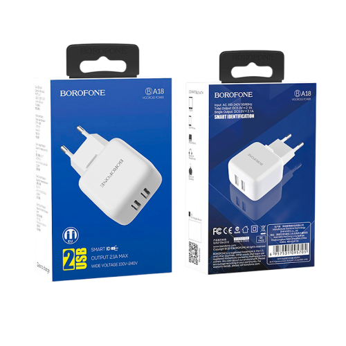 Зарядное устройство Borofone BA18 Vigorous Power, EU, выход 2.1A