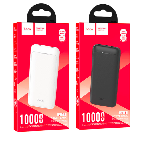 Портативный аккумулятор Hoco J111 Smart Charge, 10000 мАч, 2xUSB-A 5V/2A, LED индикатор (черный)