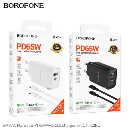 Зарядное устройство Borofone BA87A Type-C to Type-C PD 65W