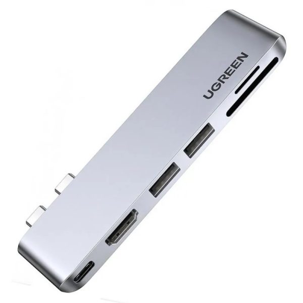 UGREEN CM380 USB-C HUB адаптер 6-в-2, 2xUSB-A 3.0, HDMI 4K@30Hz, SD, TF, USB-C PD 100W — изображение 4