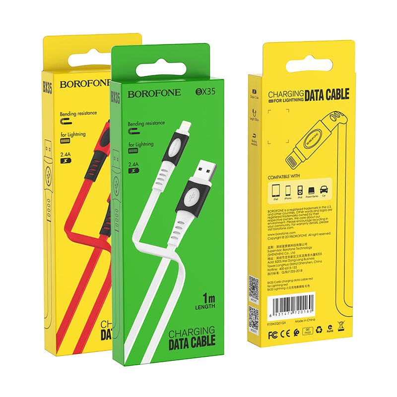 borofone-bx35-carib-charging-data-cable-for-lightning-packages Кабель Borofone BX35, USB–Lightning, длина 1 м — изображение 1