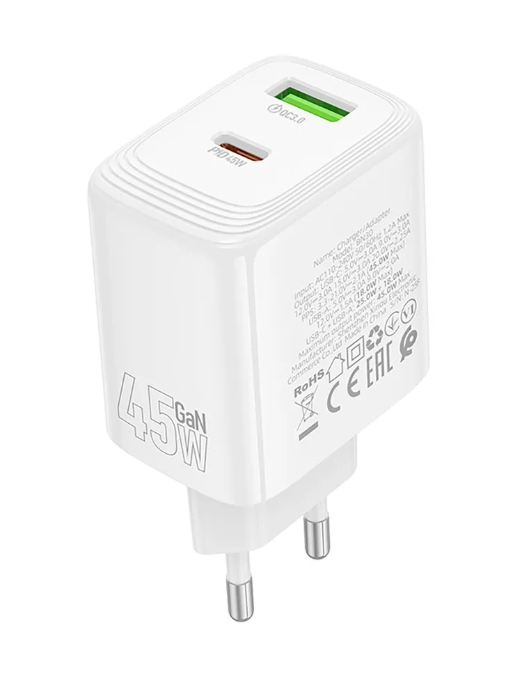 8185021276 Сетевое зарядное устройство Borofone BN30 GaN 45W — изображение 1
