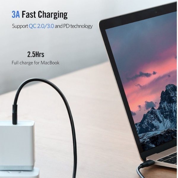 10306 Кабель UGREEN US286 Type-C - Type-C, 60W, цвет: черный, 2M — изображение 2