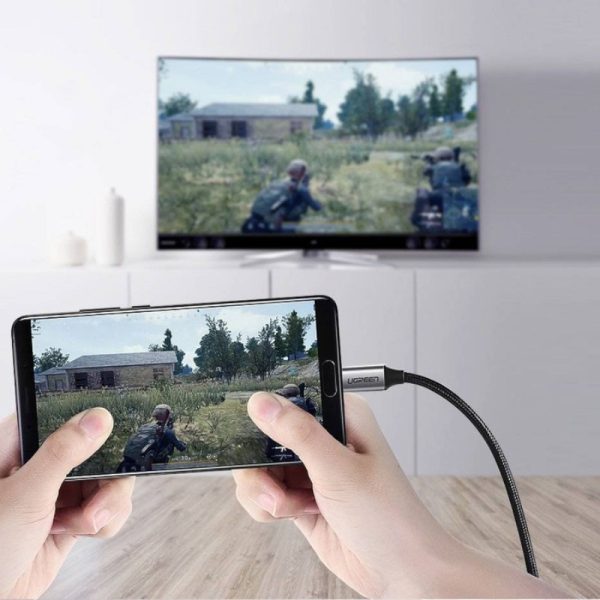 Кабель Ugreen HDMI – USB Type-C 4K 60 Гц, 1,5 м, чёрно-серый (MM142 50570) — изображение 2