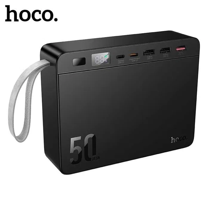 image (2) Внешний аккумулятор Hoco J166 Carretera 50000 mAh (LiFePO4) с 4 встроенными кабелями и быстрой зарядкой 22.5W — изображение 1