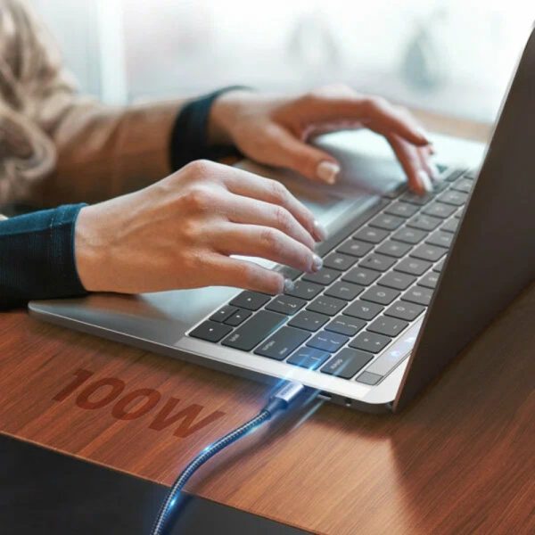 Кабель UGREEN US334 Type C to Type C угловой 5A PD 100W в оплетке 1 м, цвет черный (70643) — изображение 2