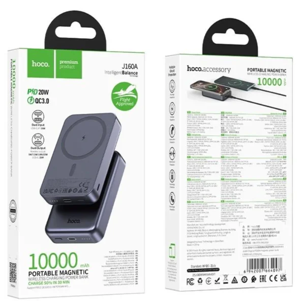 Внешний магнитный Power Bank Hoco 10000 mAh J160A Mаgsafe — изображение 2