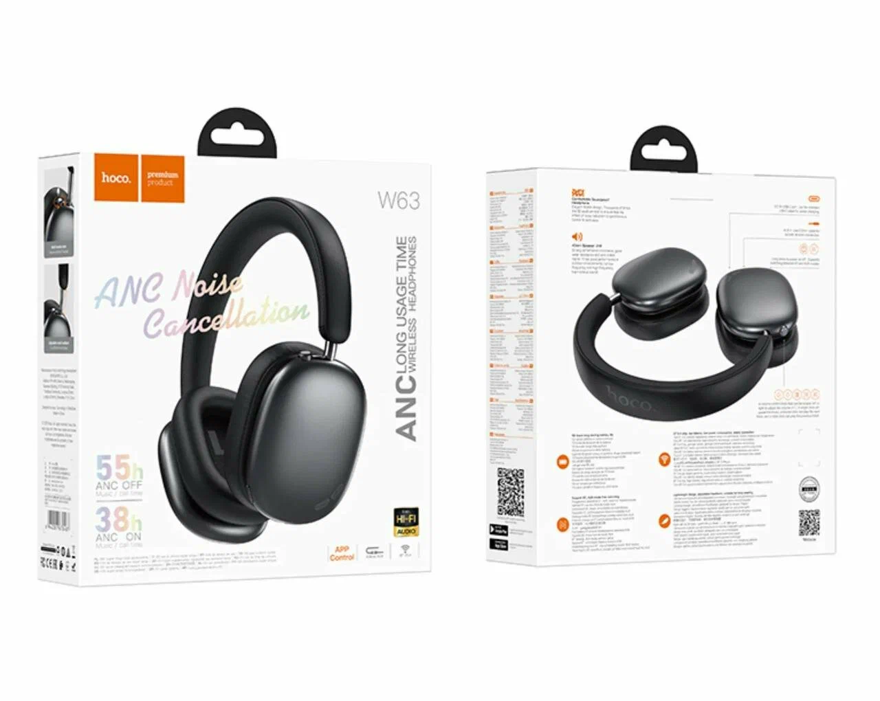 orig (1) Полноразмерные беспроводные наушники HOCO W63 Triunfo с активным шумоподавлением ANC — изображение 1